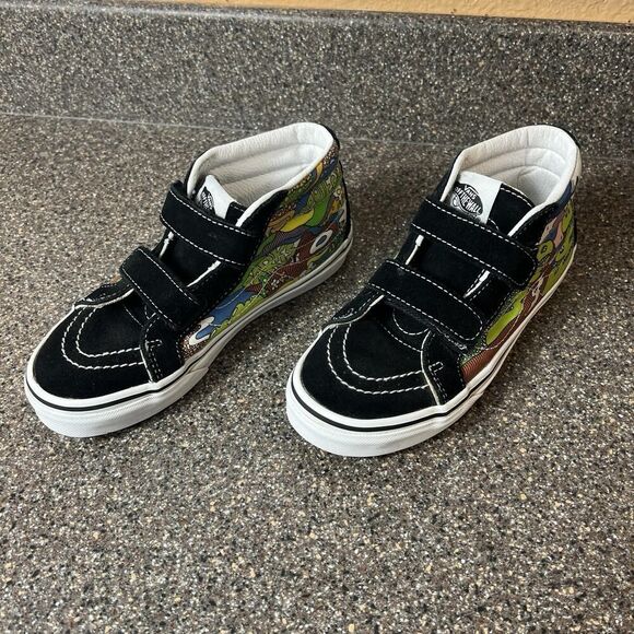 Vans Parks Project Wild And Free Kid Sz 3 Mid Top Multicolor Black Suede Sneaker - Picture 5 of 9